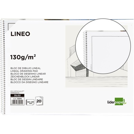 BLOC DIBUJO LIDERPAPEL LINEAL ESPIRAL 230X325MM 20 HOJAS 130G/M2 CO...