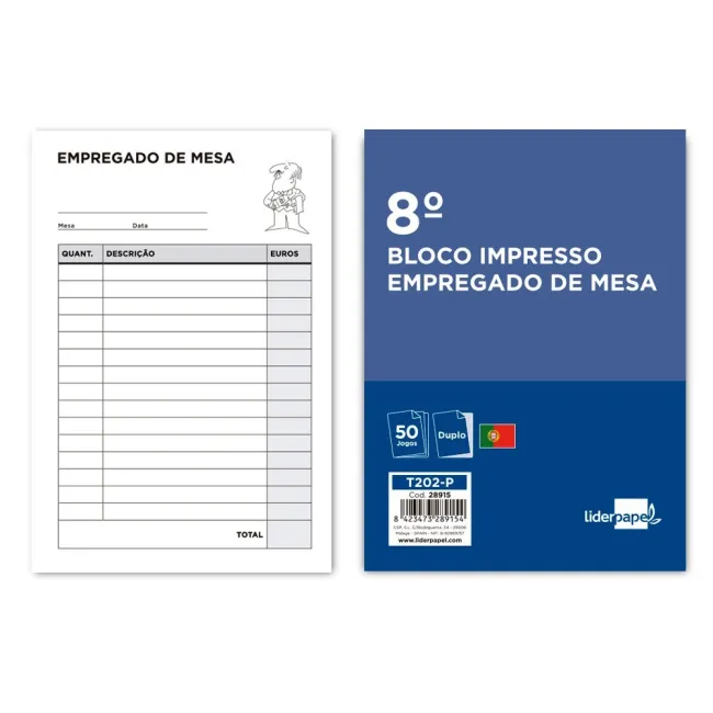 TALONARIO LIDERPAPEL CAMARERO OCTAVO -SIN IVA- 202 DUPLICADO-TEXTO ...
