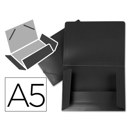 CARPETA LIDERPAPEL GOMAS SOLAPAS 34945 POLIPROPILENO DIN A5 NEGRA O...
