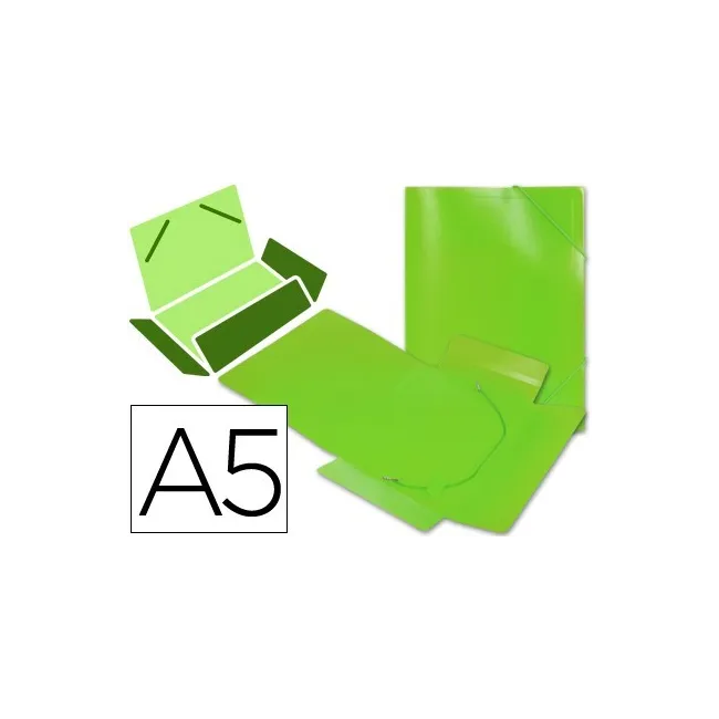 CARPETA LIDERPAPEL GOMAS SOLAPAS 34973 POLIPROPILENO DIN A5 VERDE
