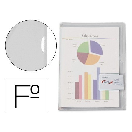CARPETA DOSSIER UÑERO PLASTICO PARDO FOLIO TRANSPARENTE
