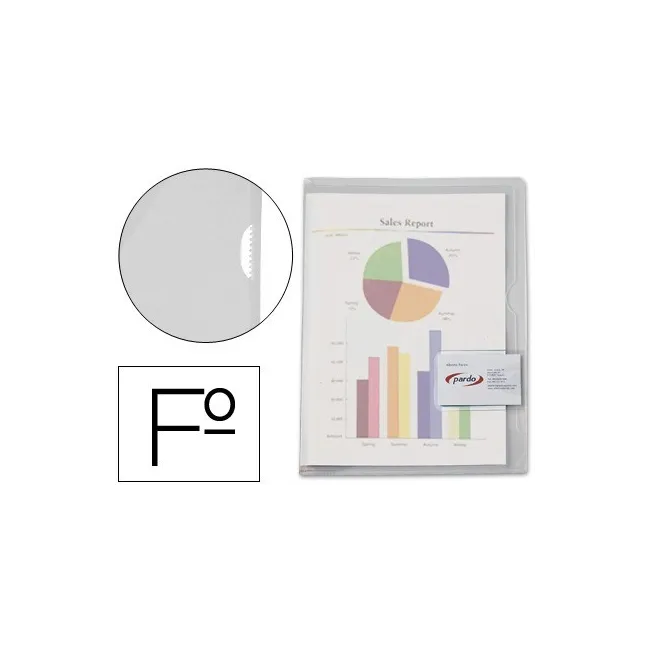 CARPETA DOSSIER UÑERO PLASTICO PARDO FOLIO TRANSPARENTE