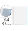 FUNDA MULTITALADRO Q-CONNECT DIN A4 70 MC PP CRISTAL CON BORDE AZUL...