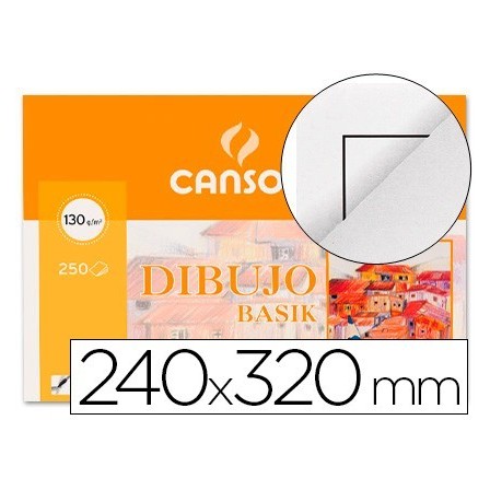 PAPEL DIBUJO BASIK CANSON 240X320 DIN A4 + 130 GR. CON RECUADRO -MI...