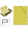 CARPETA LIDERPAPEL GOMAS FOLIO 3 SOLAPAS CARTON SIMIL PRESPAN AMARILLA