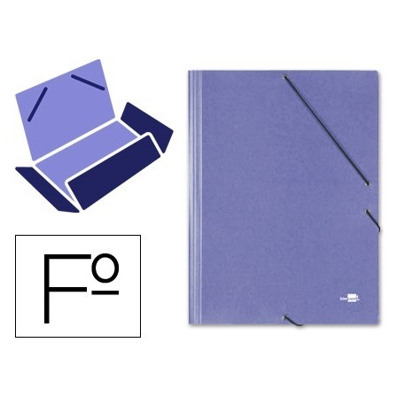 CARPETA LIDERPAPEL GOMAS FOLIO 3 SOLAPAS CARTON SIMIL PRESPAN AZUL