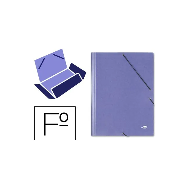 CARPETA LIDERPAPEL GOMAS FOLIO 3 SOLAPAS CARTON SIMIL PRESPAN AZUL