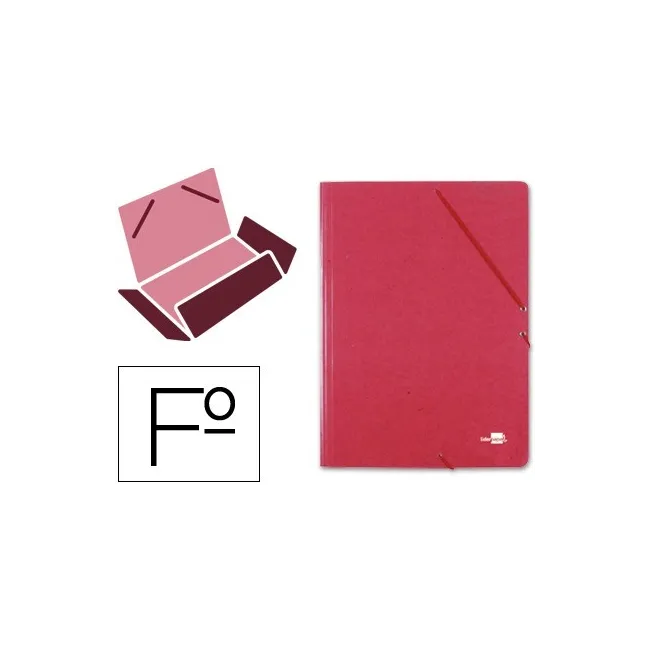 CARPETA LIDERPAPEL GOMAS FOLIO 3 SOLAPAS CARTON SIMIL PRESPAN ROJA
