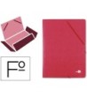 CARPETA LIDERPAPEL GOMAS FOLIO 3 SOLAPAS CARTON SIMIL PRESPAN ROJA