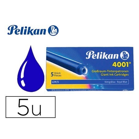 TINTA ESTILOGRAFICA PELIKAN GTP/5 AZUL REAL CAJA DE 5 CARTUCHOS