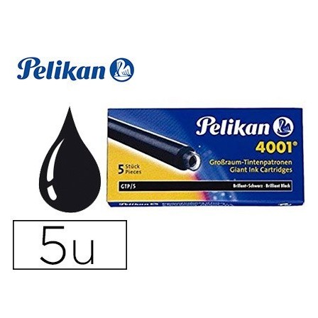 TINTA ESTILOGRAFICA PELIKAN GTP/5 NEGRO CAJA DE 5 CARTUCHOS