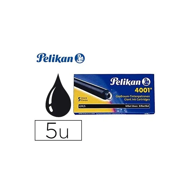 TINTA ESTILOGRAFICA PELIKAN GTP/5 NEGRO CAJA DE 5 CARTUCHOS
