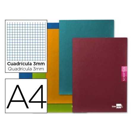 LIBRETA LIDERPAPEL SCRIPTUS A4 48 HOJAS 90G/M2 CUADRO 3MM CON MARGEN