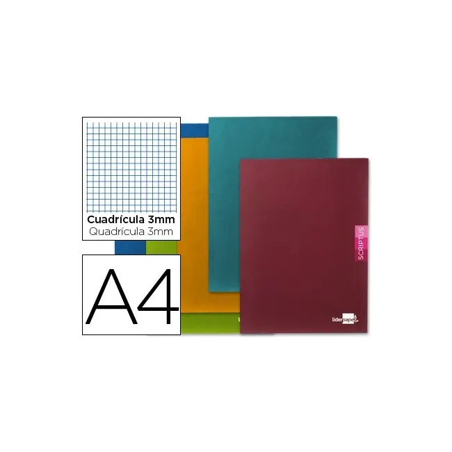 LIBRETA LIDERPAPEL SCRIPTUS A4 48 HOJAS 90G/M2 CUADRO 3MM CON MARGEN