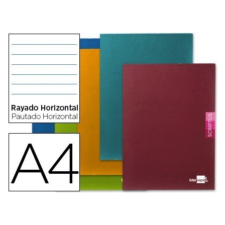 LIBRETA LIDERPAPEL SCRIPTUS A4 48 HOJAS 90G/M2 HORIZONTAL CON MARGEN
