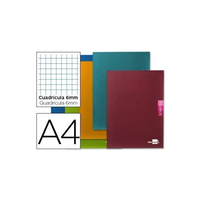 LIBRETA LIDERPAPEL SCRIPTUS A4 48 HOJAS 90G/M2 CUADRO 6MM CON MARGEN