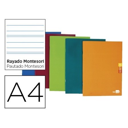 LIBRETA LIDERPAPEL SCRIPTUS A4 48 HOJAS 90G/M2 RAYADO MONTESSORI 3,...