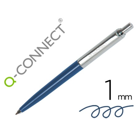 BOLIGRAFO Q-CONNECT PREMIUM METALICO RETRACTIL CON CLIP COLOR AZUL ...