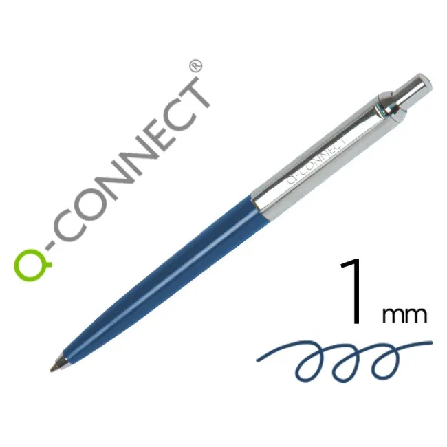 BOLIGRAFO Q-CONNECT PREMIUM METALICO RETRACTIL CON CLIP COLOR AZUL ...