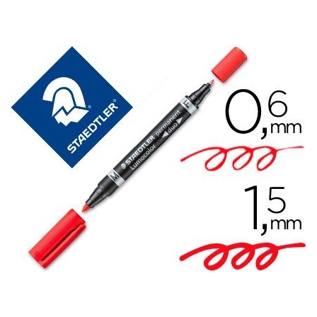ROTULADOR STAEDTLER LUMOCOLOR PERMANENTE DUO 348 ROJO PUNTA F 0,6 M...