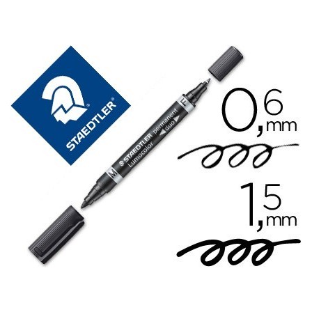 ROTULADOR STAEDTLER LUMOCOLOR PERMANENTE DUO 348 NEGRO PUNTA F 0,6 ...