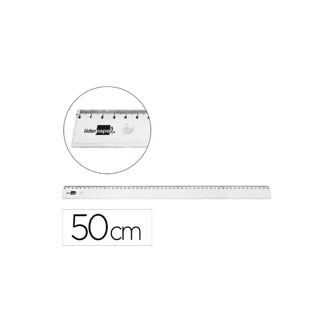 REGLA LIDERPAPEL PLASTICO IRROMPIBLE TRANSPARENTE 50 CM