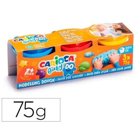 PASTA DE MODELAR CARIOCA BABY DOUGH BOTE 75 G SET DE 3 COLORES SURT...