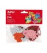 FIGURA DE FIELTRO APLI CON FORMA DE ANIMALES BOLSA DE 18 UNIDADES