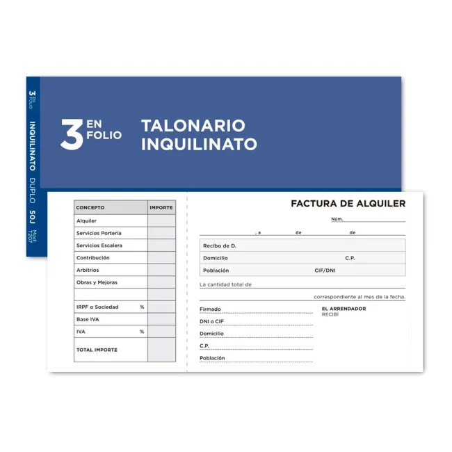 TALONARIO LIDERPAPEL INQUILINATO 3/Fº ORIGINAL Y COPIA T207 CON COD...