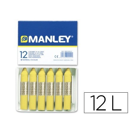 LAPICES CERA MANLEY UNICOLOR AMARILLO CLARO -CAJA DE 12 N.4