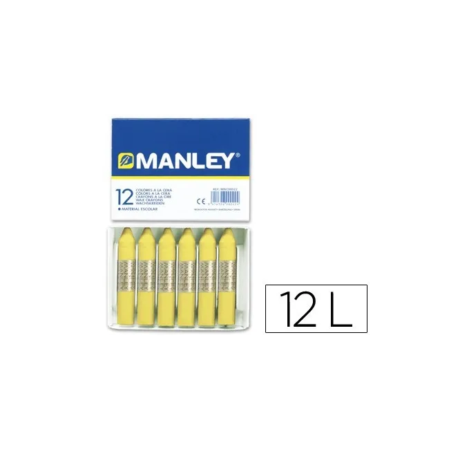 LAPICES CERA MANLEY UNICOLOR AMARILLO CLARO -CAJA DE 12 N.4
