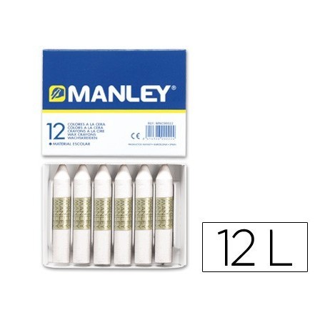 LAPICES CERA MANLEY UNICOLOR BLANCO -CAJA DE 12 N.1