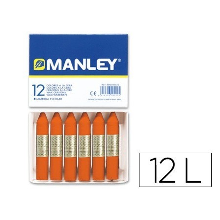 LAPICES CERA MANLEY UNICOLOR NARANJA -CAJA DE 12 N.6