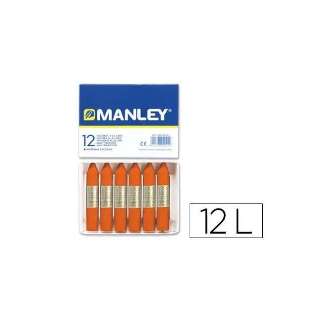 LAPICES CERA MANLEY UNICOLOR NARANJA -CAJA DE 12 N.6