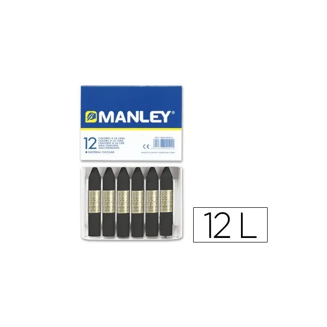 LAPICES CERA MANLEY UNICOLOR NEGRO -CAJA DE 12 N.30