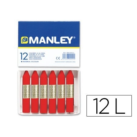 LAPICES CERA MANLEY UNICOLOR ROJO ESCARLATA -CAJA DE 12 N.9