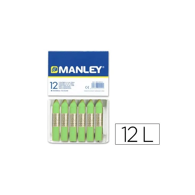 LAPICES CERA MANLEY UNICOLOR VERDE AMARILLENTO -CAJA DE 12 N.22