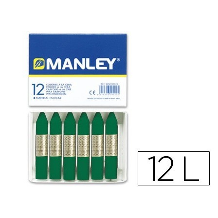 LAPICES CERA MANLEY UNICOLOR VERDE ESMERALDA -CAJA DE 12 N.24