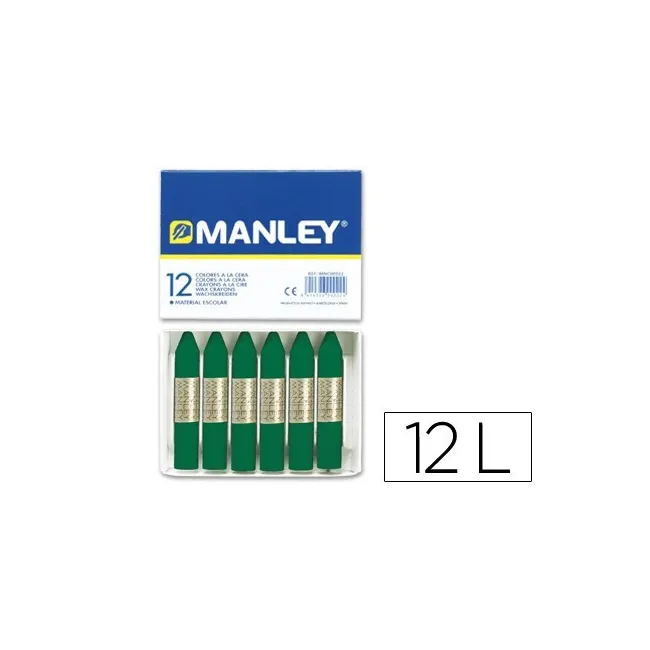 LAPICES CERA MANLEY UNICOLOR VERDE ESMERALDA -CAJA DE 12 N.24
