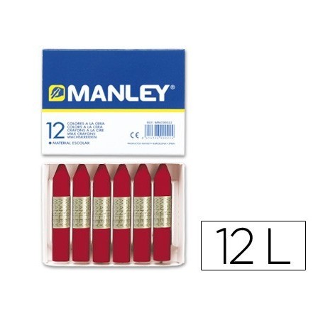 LAPICES CERA MANLEY UNICOLOR CARMIN PERMANENTE -CAJA DE 12 N.10