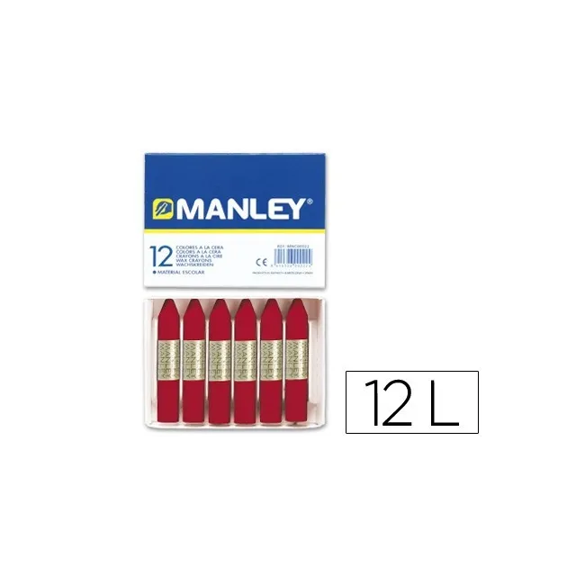 LAPICES CERA MANLEY UNICOLOR CARMIN PERMANENTE -CAJA DE 12 N.10