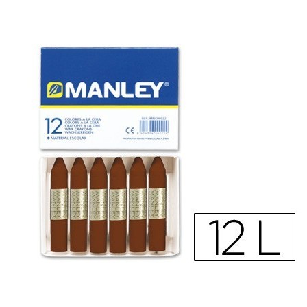 LAPICES CERA MANLEY UNICOLOR PARDO -CAJA DE 12