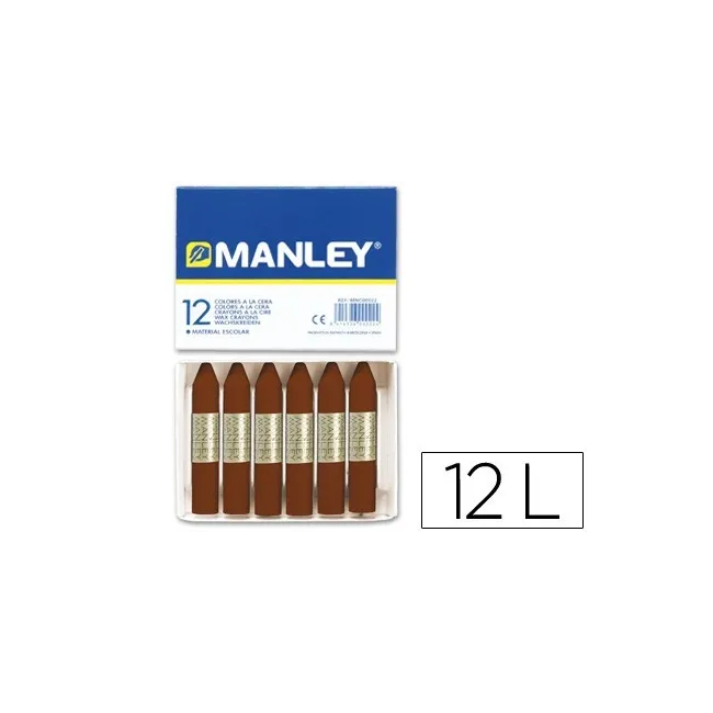 LAPICES CERA MANLEY UNICOLOR PARDO -CAJA DE 12
