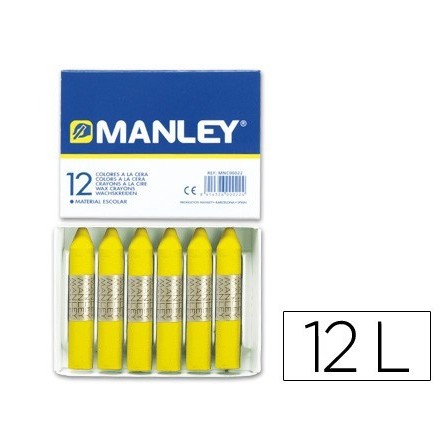 LAPICES CERA MANLEY UNICOLOR AMARILLO LIMON -CAJA DE 12 N.2