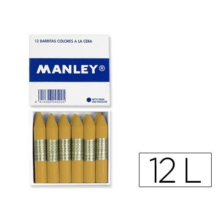 LAPICES DE CERA MANLEY UNICOLOR OCRE MADERA CAJA DE 12 N.64