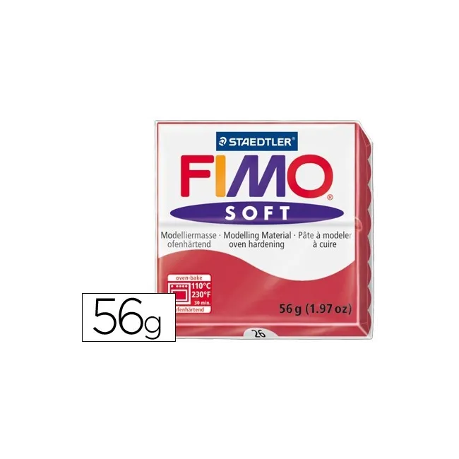 PASTA STAEDTLER FIMO SOFT 56 GR COLOR ROJO CEREZA