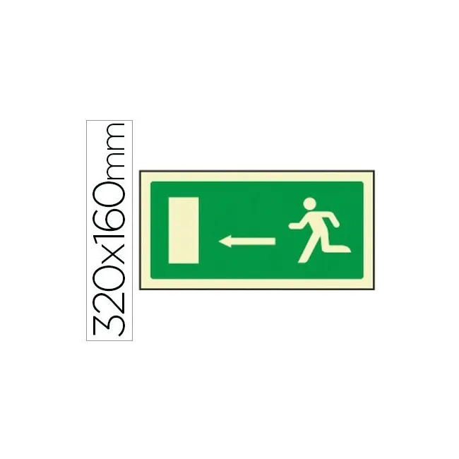 PICTOGRAMA SYSSA SEÑAL DE SALIDA EMERGENCIA FLECHA IZQUIERDA EN PVC...