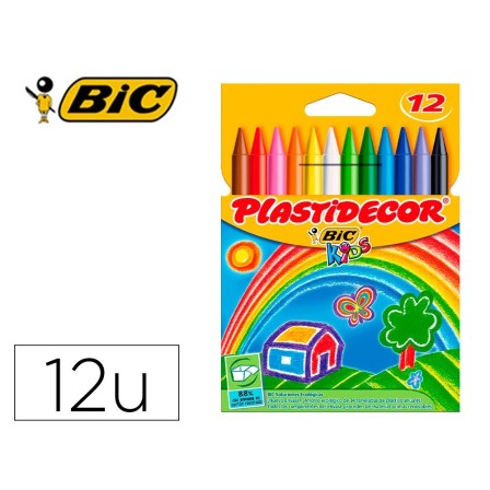 LAPICES CERA PLASTIDECOR CAJA DE 12 COLORES