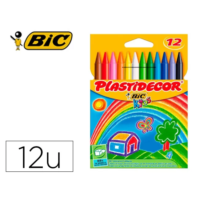 LAPICES CERA PLASTIDECOR CAJA DE 12 COLORES