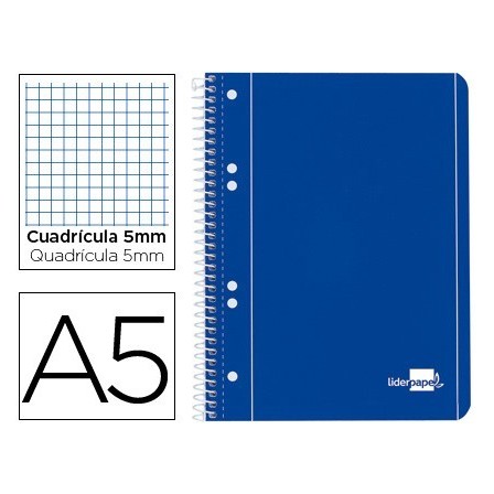 CUADERNO ESPIRAL LIDERPAPEL A5 MICRO SERIE AZUL TAPA BLANDA 80H 80 ...